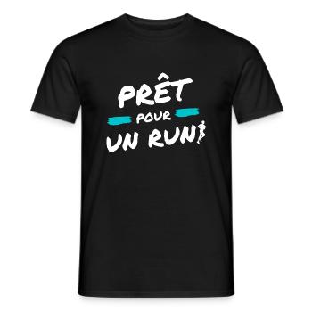 Prêt pour un run cadeau course a pied - T-shirt homme - noir - Devant - AI Model Male 178 light (178cm)