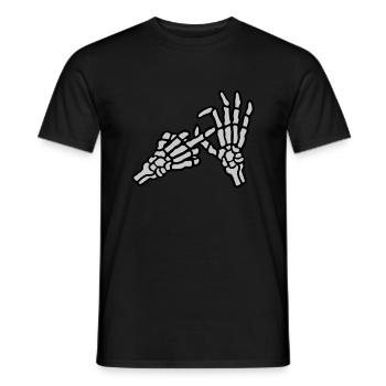 Hole Middle Finger Gesture Skeleton - Men's T-Shirt - black - Front - AI Model Male 178 light (178cm)