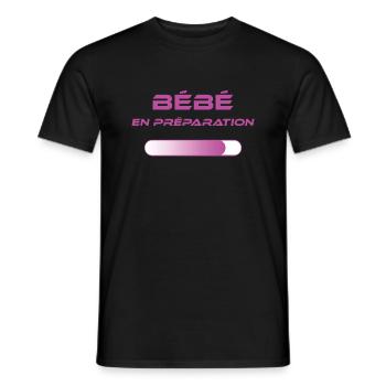 BEBE en préparation rose - T-shirt homme - noir - Devant - AI Model Male 178 light (178cm)