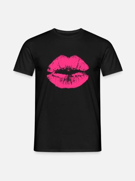 Kussmund pink - Männer T-Shirt - Schwarz