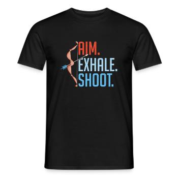Visez le tir d’expiration. Tir à l’arc sur cible Bow & Arrows - T-shirt homme - noir - Devant - AI Model Male 178 light (178cm)
