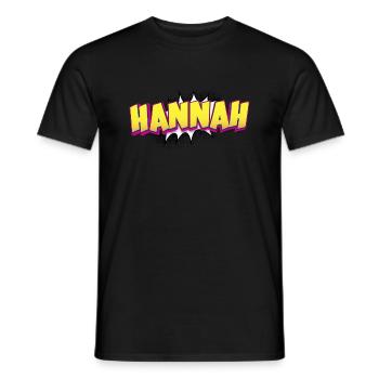 Hannah Nom personnalisé Style bande dessinée Pop Art, - T-shirt homme - noir - Devant - AI Model Male 178 light (178cm)