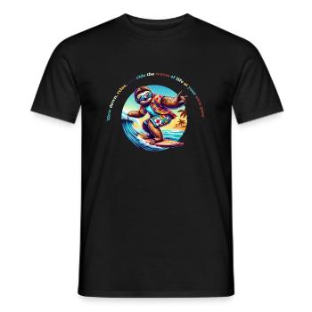 Slow Down Sloth Surf - Faultier Surf T-Shirt - Men's T-Shirt - black - Front - AI Model Male 178 light (178cm)