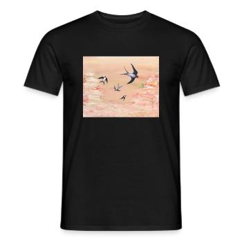 Abstrakt Apricot und Schwalben - Männer T-Shirt - Schwarz - Vorne - AI Model Male 178 light (178cm)