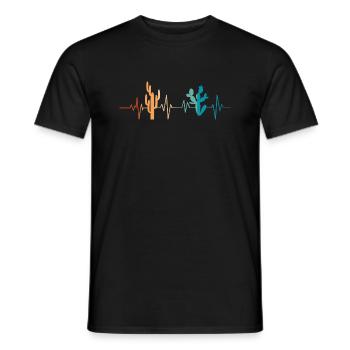 Kaktus Herzschlag - Geschenkidee - Männer T-Shirt - Schwarz - Vorne - AI Model Male 178 light (178cm)