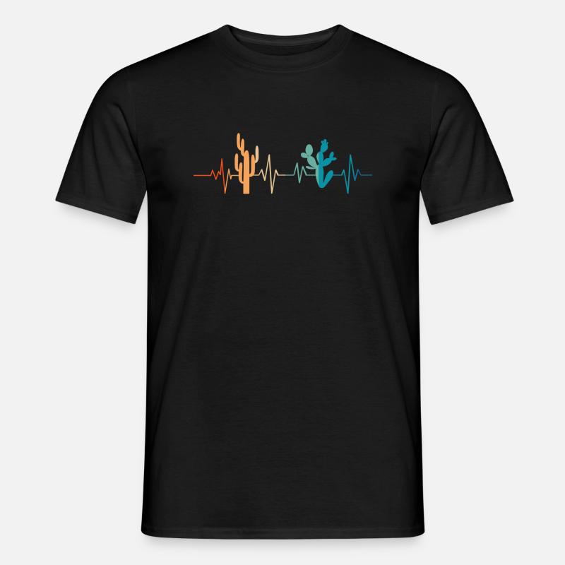 Kaktus Herzschlag - Geschenkidee - Männer T-Shirt - Schwarz