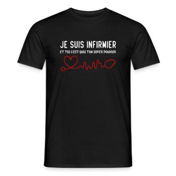 Krankenschwester Hemd • Superkraft Krankenschwester Geschenk - Männer T-Shirt - Schwarz - Vorne - AI Model Male 178 light (178cm)