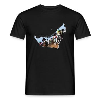 (VAE) Emirate Landkarte umrahmt Pferderennen - Männer T-Shirt - Schwarz - Vorne - AI Model Male 178 light (178cm)