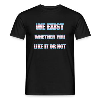 We Exist - Drapeau transgenre - T-shirt homme - noir - Devant - AI Model Male 178 light (178cm)