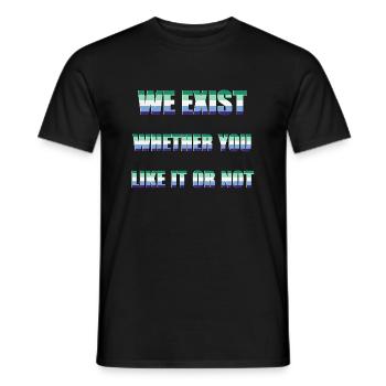 We Exist - Drapeau des hommes gays - T-shirt homme - noir - Devant - AI Model Male 178 light (178cm)