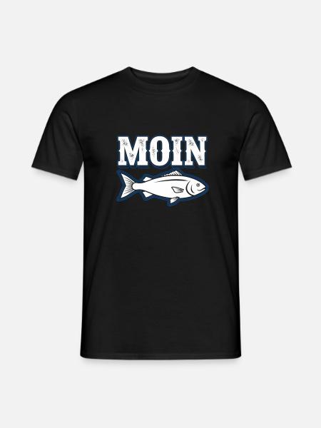Moin Fisch Norddeutscher Gruß & Angler Fan - Männer T-Shirt - Schwarz