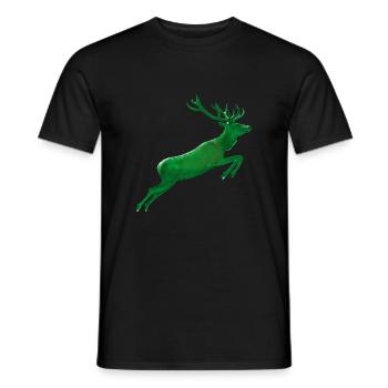Deer jumps into the green - Men's T-Shirt - black - Front - AI Model Male 178 light (178cm)