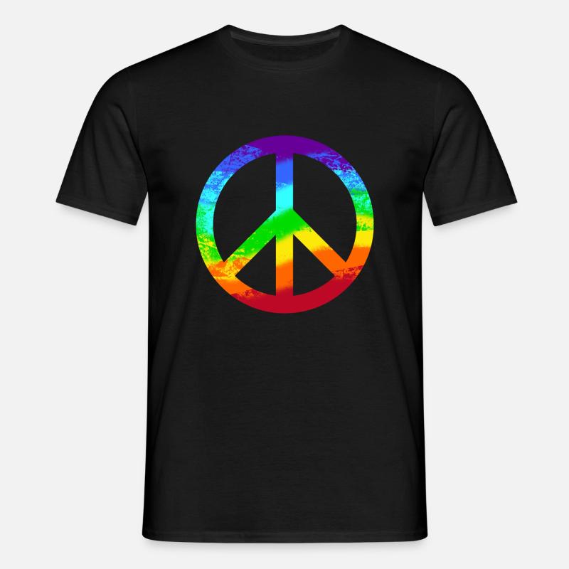 La pace firma il reggae pacifista della pace arcobaleno - Maglietta da uomo - nero