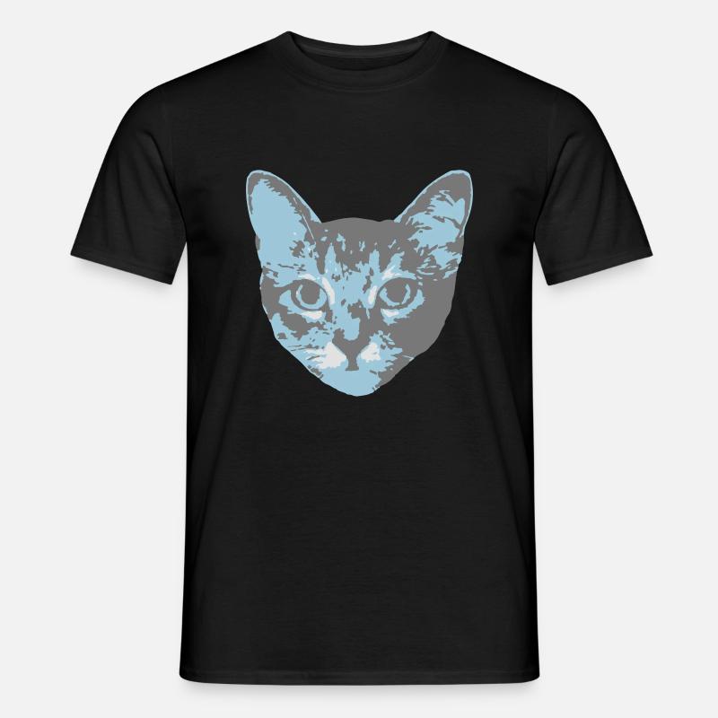 cat face - Männer T-Shirt - Schwarz
