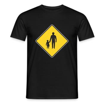 Road Sign man with child - Men's T-Shirt - black - Front - AI Model Male 178 light (178cm)