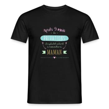 9 mois de PRIVATIONS - T-shirt homme - noir - Devant - AI Model Male 178 light (178cm)