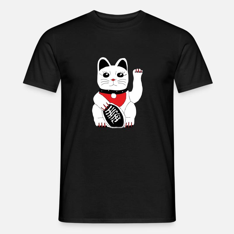 Winkekatze - Männer T-Shirt - Schwarz