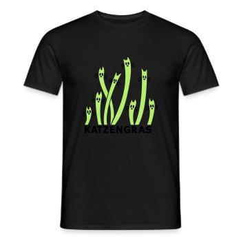 Cat Grass 2 - Men's T-Shirt - black - Front - AI Model Male 178 light (178cm)