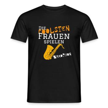 Die coolsten_Frauen_Saxop - Männer T-Shirt - Schwarz - Vorne - AI Model Male 178 light (178cm)