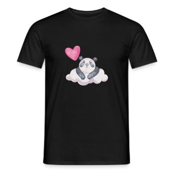 Amour de coeur d'ours panda Cadeau de nuage triste - T-shirt homme - noir - Devant - AI Model Male 178 light (178cm)