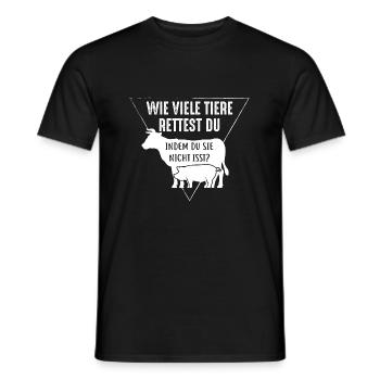Bien-être des animaux - Combien d'animaux sauvez-vous? - T-shirt homme - noir - Devant - AI Model Male 178 light (178cm)