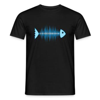 fish skeleton - music wave - DD blue - T-shirt homme - noir - Devant - AI Model Male 178 light (178cm)