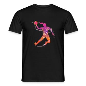 handball female uk - Men's T-Shirt - black - Front - AI Model Male 178 light (178cm)