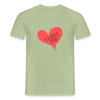 i love you - T-shirt homme - vert sauge - Devant - AI Model Male 178 light (178cm)