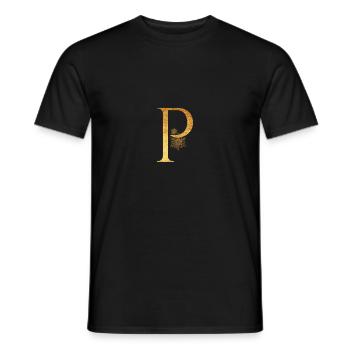 Initial letter P - Men's T-Shirt - black - Front - AI Model Male 178 light (178cm)