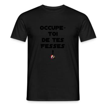 Occupe-toi de tes Fesses ! - T-shirt homme - noir - Devant - AI Model Male 178 light (178cm)