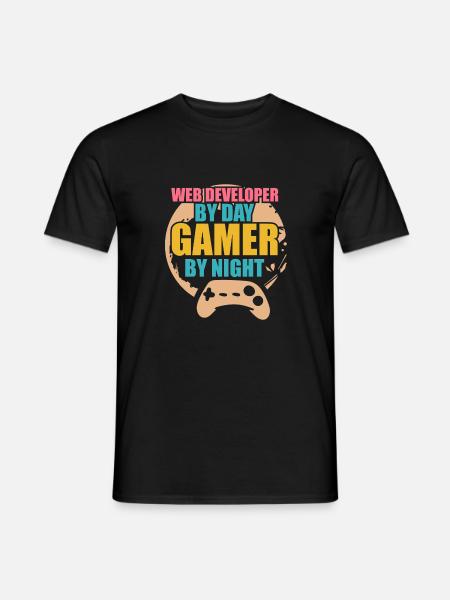 Developer Web Developer By Day Gamer By Night - Men's T-Shirt - black