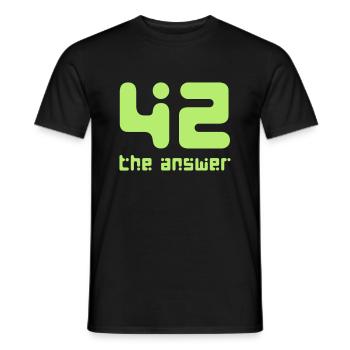 42, die Antwort Galaxis Science Fiction UFO Rakete - Männer T-Shirt - Schwarz - Vorne - AI Model Male 178 light (178cm)