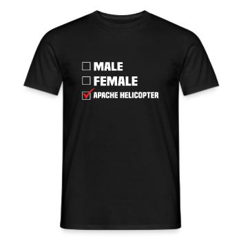 MALE FEMALE APACHE HELICOPTER - Men's T-Shirt - black - Front - AI Model Male 178 light (178cm)