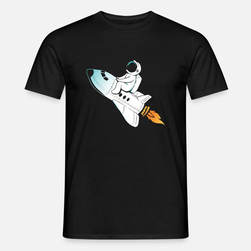 Rakete Astronaut zum Mond - Männer T-Shirt - Schwarz