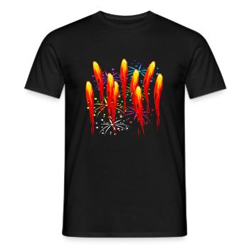 Feuer firework fire Feuerwerk - Männer T-Shirt - Schwarz - Vorne - AI Model Male 178 light (178cm)