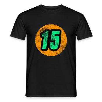 T-shirt numéro de course 15 pour petits et grands - T-shirt homme - noir - Devant - AI Model Male 178 light (178cm)
