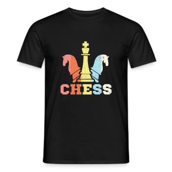 Pièces d'échecs échiquier vintage rétro - T-shirt homme - noir - Devant - AI Model Male 178 light (178cm)
