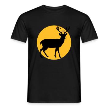 Hirsch mit Mond und Sonnenuntergang - Männer T-Shirt - Schwarz - Vorne - AI Model Male 178 light (178cm)
