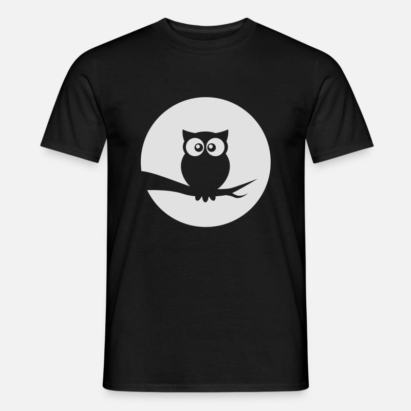 Eule vorm Mond - Männer T-Shirt - Schwarz