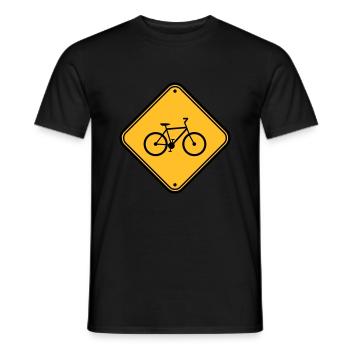Signboard Bicycle Sign Note Zone d'avertissement - T-shirt homme - noir - Devant - AI Model Male 178 light (178cm)