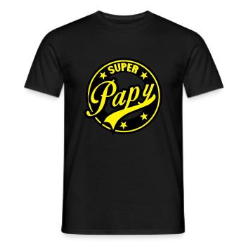 super papy vintage cercle rond logo - T-shirt homme - noir - Devant - AI Model Male 178 light (178cm)