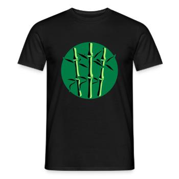 cercle rond logo 3 plantes de bambou nombreuses tige - T-shirt homme - noir - Devant - AI Model Male 178 light (178cm)