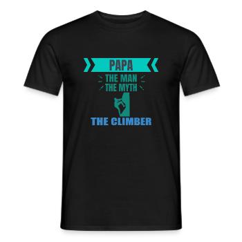 Papa The Man The Myth The Climber Hobby T-Shirt - Männer T-Shirt - Schwarz - Vorne - AI Model Male 178 light (178cm)