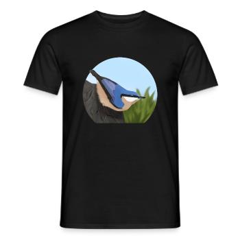 jz.birds nuthatch bird illustration - T-shirt homme - noir - Devant - AI Model Male 178 light (178cm)