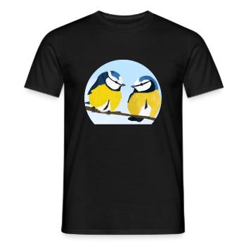 jz.birds blue tit bird illustration - Men's T-Shirt - black - Front - AI Model Male 178 light (178cm)
