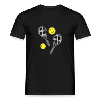 Tennisschläger und Bälle - Männer T-Shirt - Schwarz - Vorne - AI Model Male 178 light (178cm)
