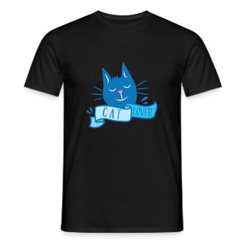 Katzenliebhaber mit niedlichem Kätzchen in Blau - Männer T-Shirt - Schwarz - Vorne - AI Model Male 178 light (178cm)