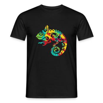 Idée cadeau de tatouage tribal de style caméléon maori - T-shirt homme - noir - Devant - AI Model Male 178 light (178cm)