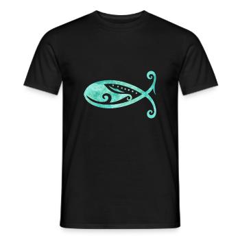 Maori Christian Fish Ocean Geschenkidee - Männer T-Shirt - Schwarz - Vorne - AI Model Male 178 light (178cm)