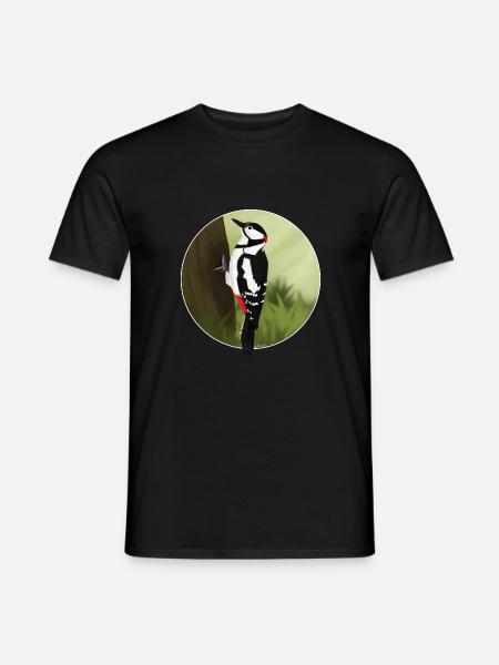 jz.birds Specht Vogel Design Illustration - Männer T-Shirt - Schwarz
